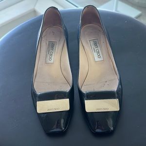 Jimmy Choo block heel patent leather pumps